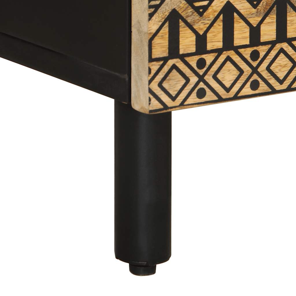 VXL8721158496355 g en hd 8 Dulap de pat, negru, 50x33x60 cm, lemn masiv de mango brut Dulap de pat, negru, 50x33x60 cm, lemn masiv de mango brut - imagine 9