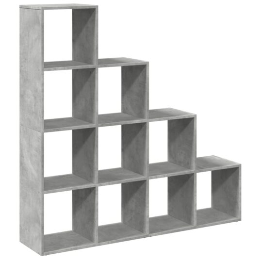 Alternative view of Bibliotecă/separator cameră gri beton 131,5x29x131,5 cm lemn