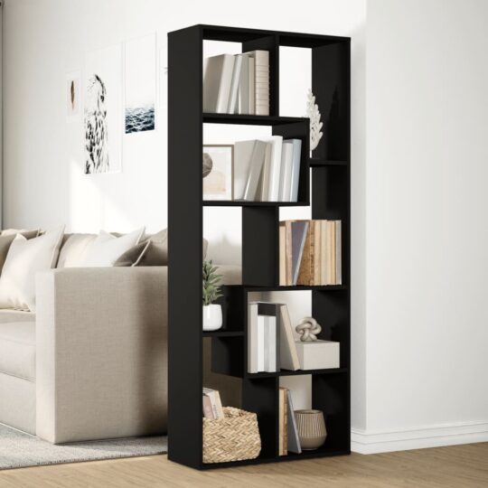 VXL8721158501172 g en hd 2 Bibliotecă/separator cameră negru 67x25x161,5 cm lemn prelucrat VXL8721158501172 g en hd 2