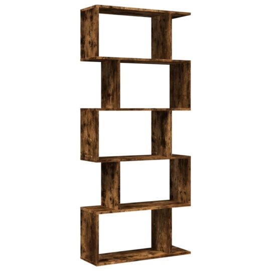 Alternative view of Bibliotecă/separator 5 niveluri stejar fumuriu 70x24x161cm lemn