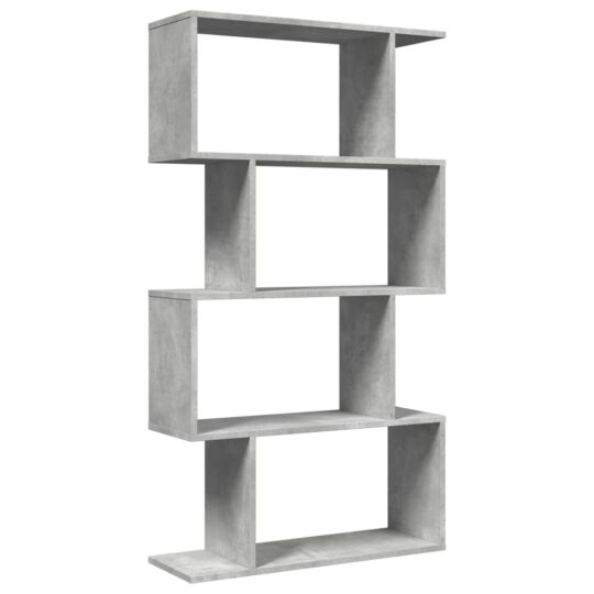 Alternative view of Bibliotecă/separator 4 niveluri gri beton 70x24x129cm lemn