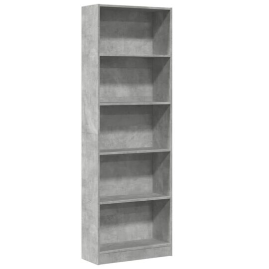 Alternative view of Bibliotecă, gri beton, 60x24x176 cm, lemn prelucrat