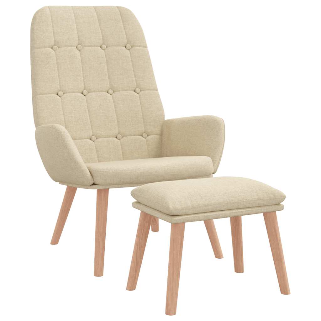 VXL8721158519986 a en hd 1 Scaun de relaxare cu taburet, crem, textil Scaun de relaxare cu taburet, crem, textil - imagine 2