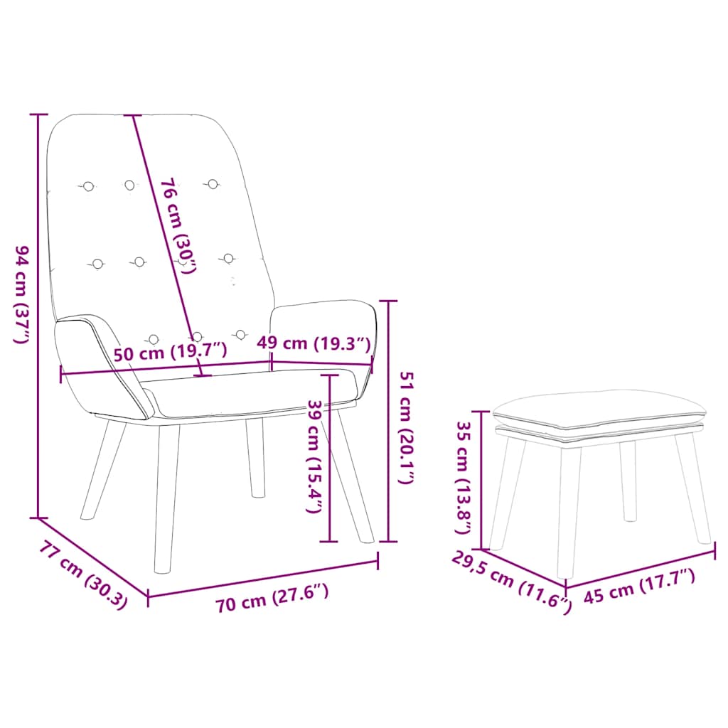VXL8721158520012 g en hd 8 Scaun de relaxare cu taburet din material galben deschis Scaun de relaxare cu taburet din material galben deschis - imagine 10