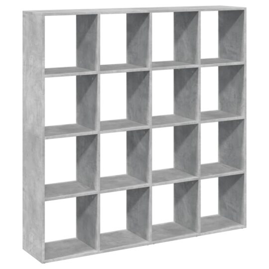 Alternative view of Bibliotecă, gri beton, 137,5x29x137,5 cm, lemn prelucrat