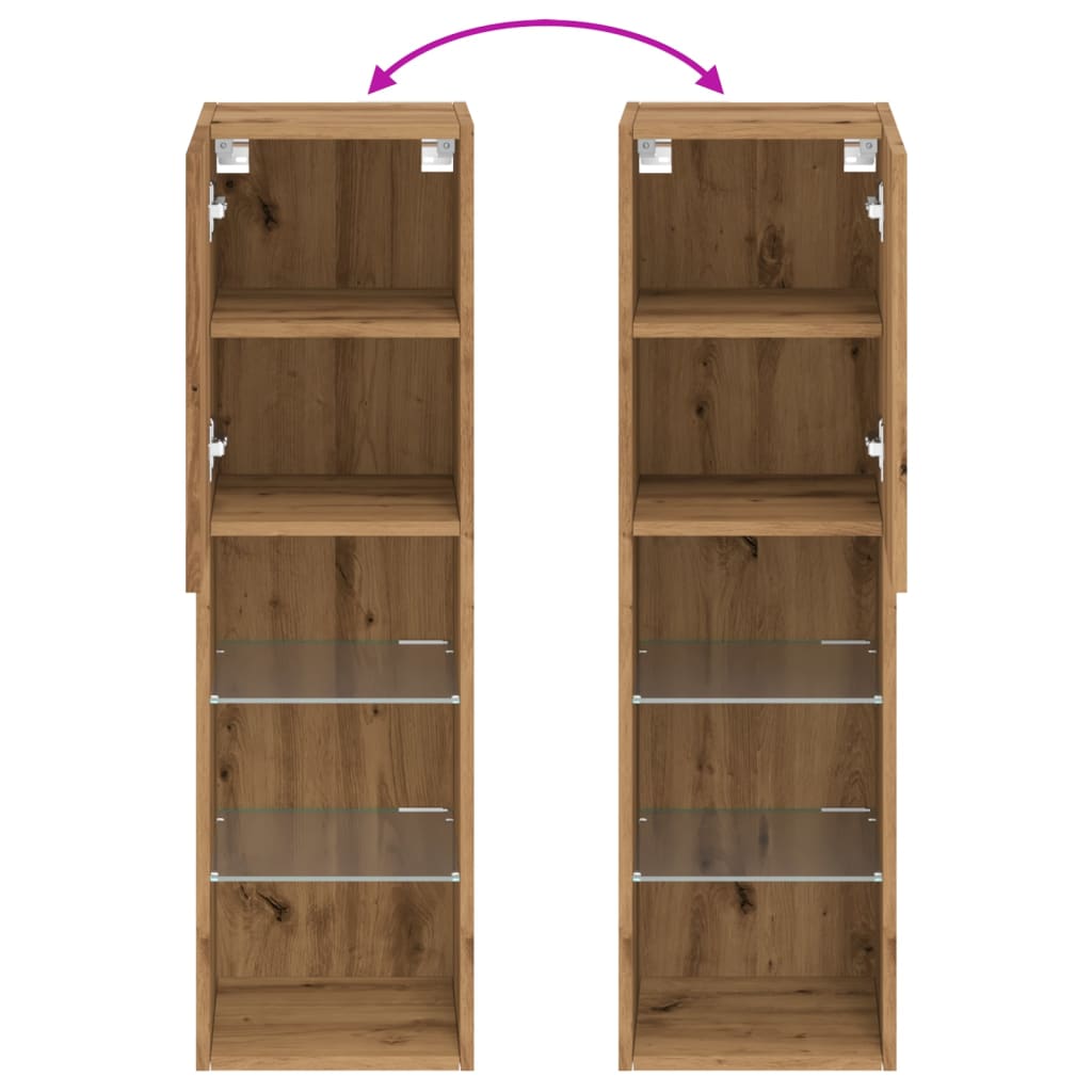 VXL8721158556875 g en hd 9 Comode TV cu lumini LED 2 buc. stejar artizanal 30,5x30x102 cm Comode TV cu lumini LED 2 buc. stejar artizanal 30,5x30x102 cm - imagine 11