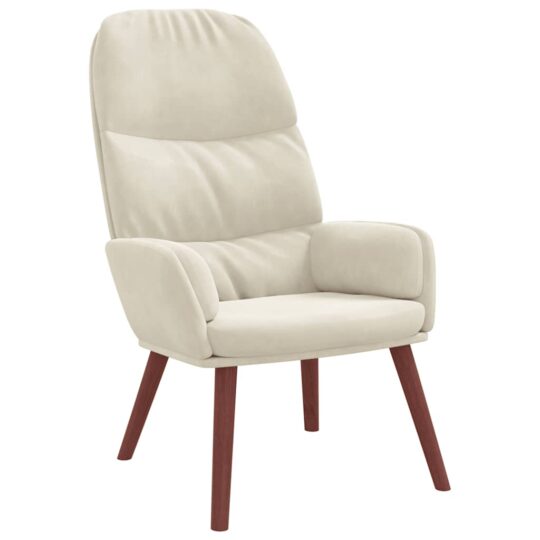 Alternative view of Scaun de relaxare, alb crem, catifea