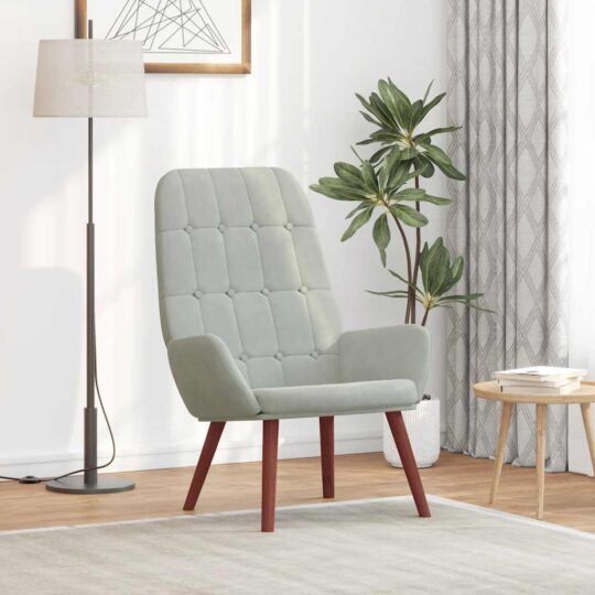 Scaun de relaxare, gri deschis, catifea