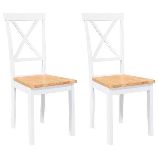 Alternative view of Scaune de sufragerie 2 buc Cauciuc din lemn masiv alb