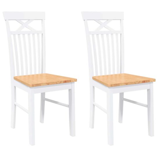 Alternative view of Scaune de sufragerie 2 buc Cauciuc din lemn masiv alb