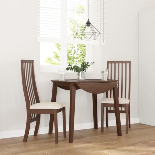 Scaune sufragerie cu perne 2 buc. cauciuc din lemn masiv maro