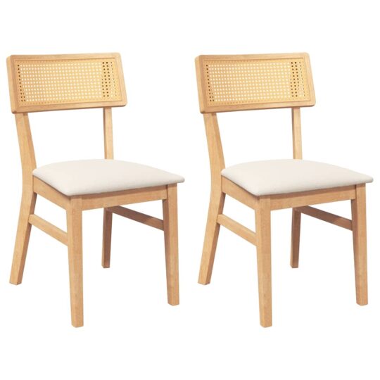 Alternative view of Scaune de sufragerie cu perne 2 buc din cauciuc din lemn masiv