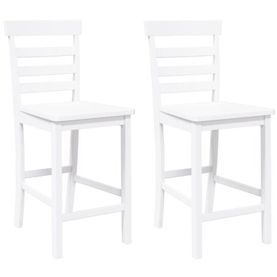 Alternative view of Scaune de bar 2 buc din cauciuc din lemn masiv alb