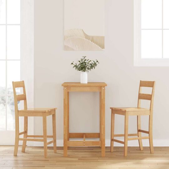 Scaune de bar 2 buc din lemn masiv din cauciuc natural