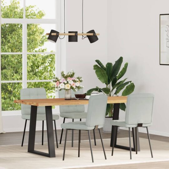 Alternative view of Scaune de bucătărie, 4 buc., gri deschis, catifea