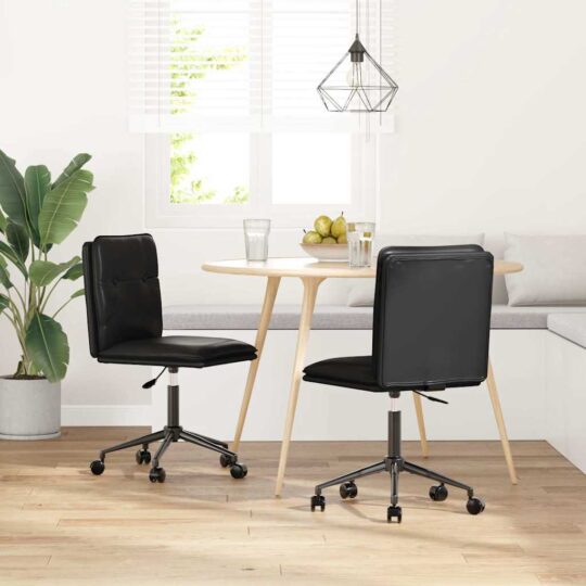 Scaune de bucătărie, 2 buc., negru, piele ecologică