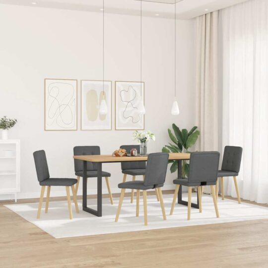 Alternative view of Scaune de sufragerie, 6 buc., gri închis, material textil