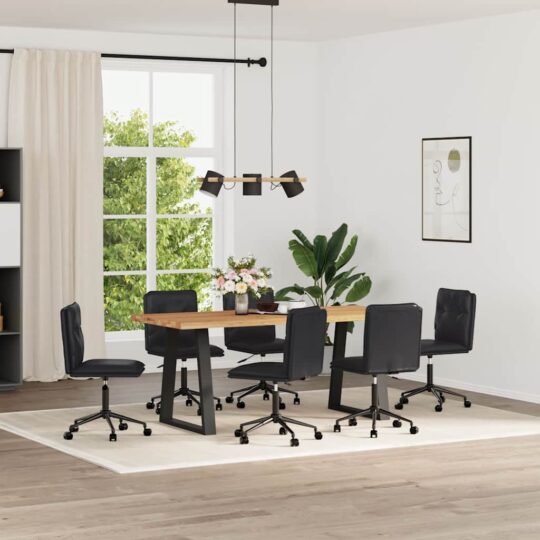 Scaune de sufragerie, 6 buc., negru, piele ecologică