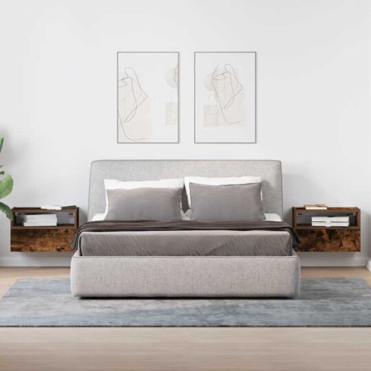 VXL8721158574848 g en hd 1 Noptiere de perete, 2 buc., stejar fumuriu, 45x26x28,5 cm VXL8721158574848 g en hd 1