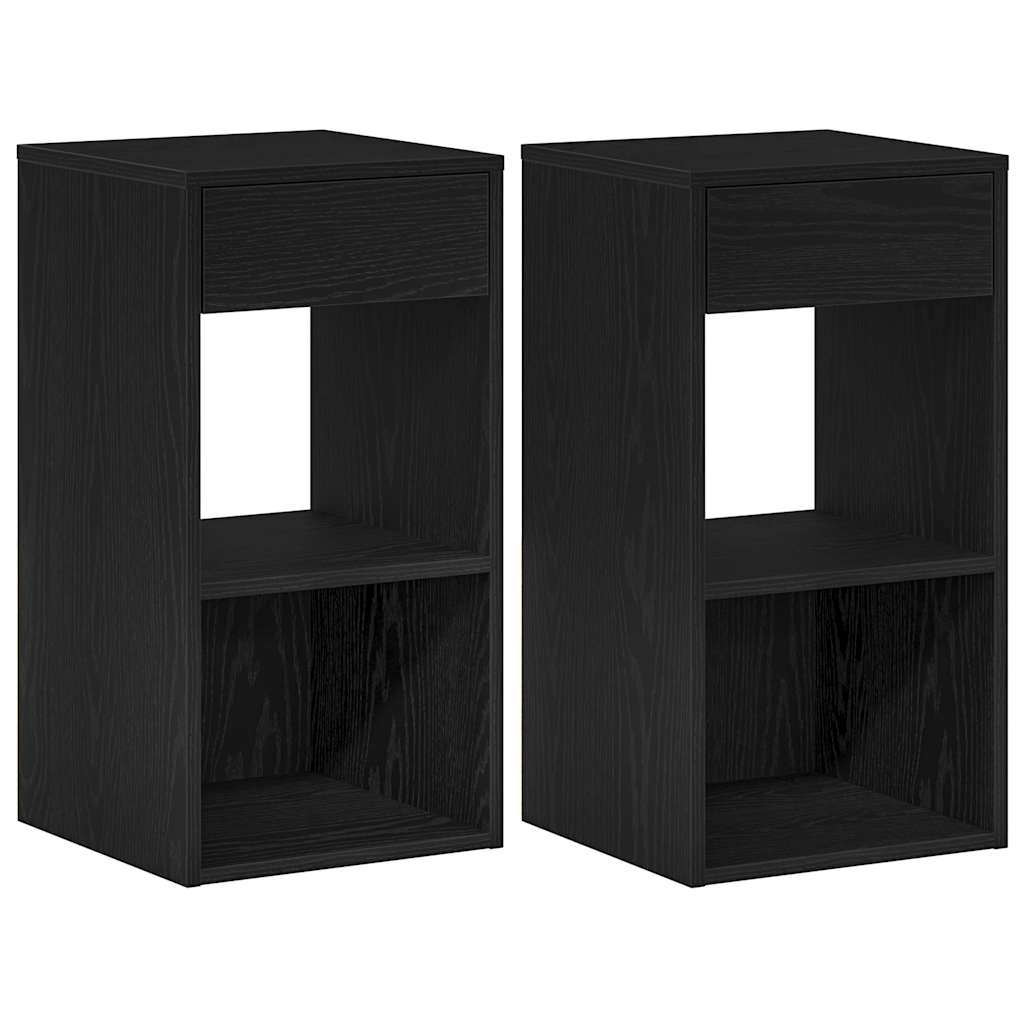 VXL8721158575951 a en hd 1 Noptiere cu sertar 2 buc stejar negru 35x34x66,5 cm Noptiere cu sertar 2 buc stejar negru 35x34x66,5 cm - imagine 2