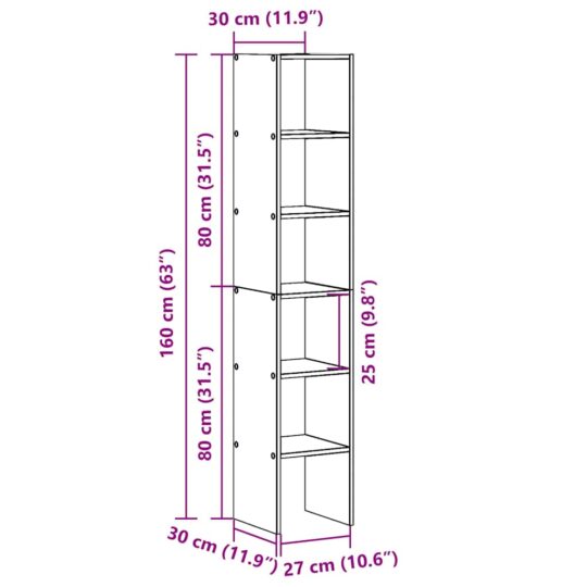 VXL8721158576835 g en hd 8 Biblioteci 2 buc, stivuibile, alb, 30x30x80 cm, lemn prelucrat VXL8721158576835 g en hd 8
