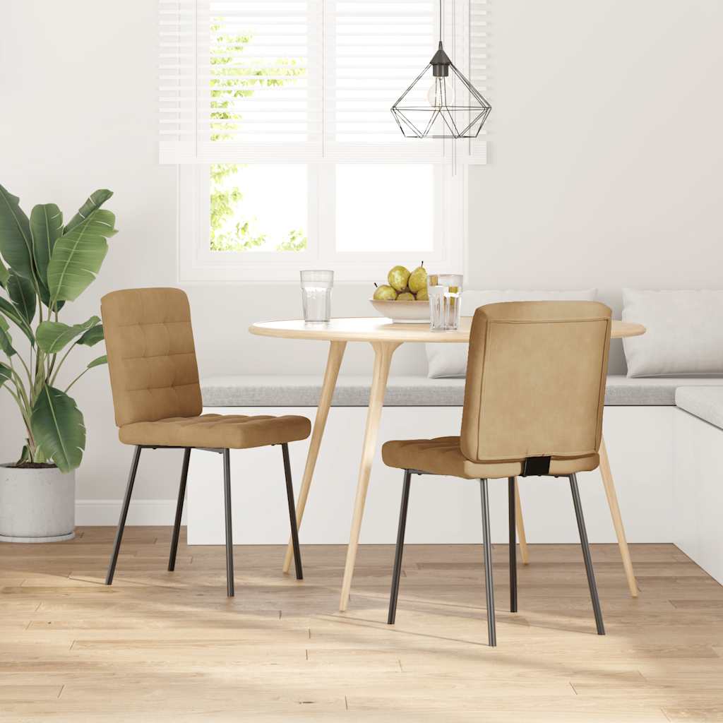 VXL8721158632449 g en hd 1 Scaune de bucătărie, 2 buc., maro, catifea Scaune de bucătărie, 2 buc., maro, catifea - imagine 2