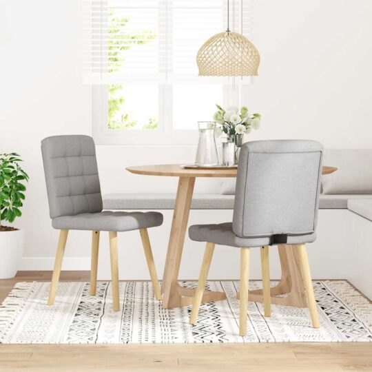 Alternative view of Scaune de sufragerie 2 buc țesătură gri nor