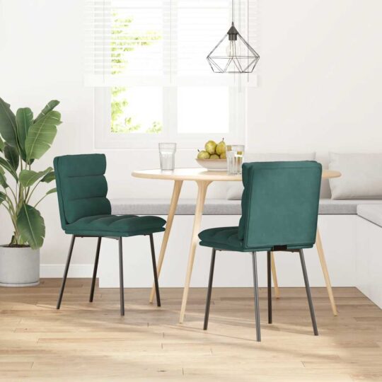 Alternative view of Scaune de sufragerie, 2 buc., verde închis, catifea