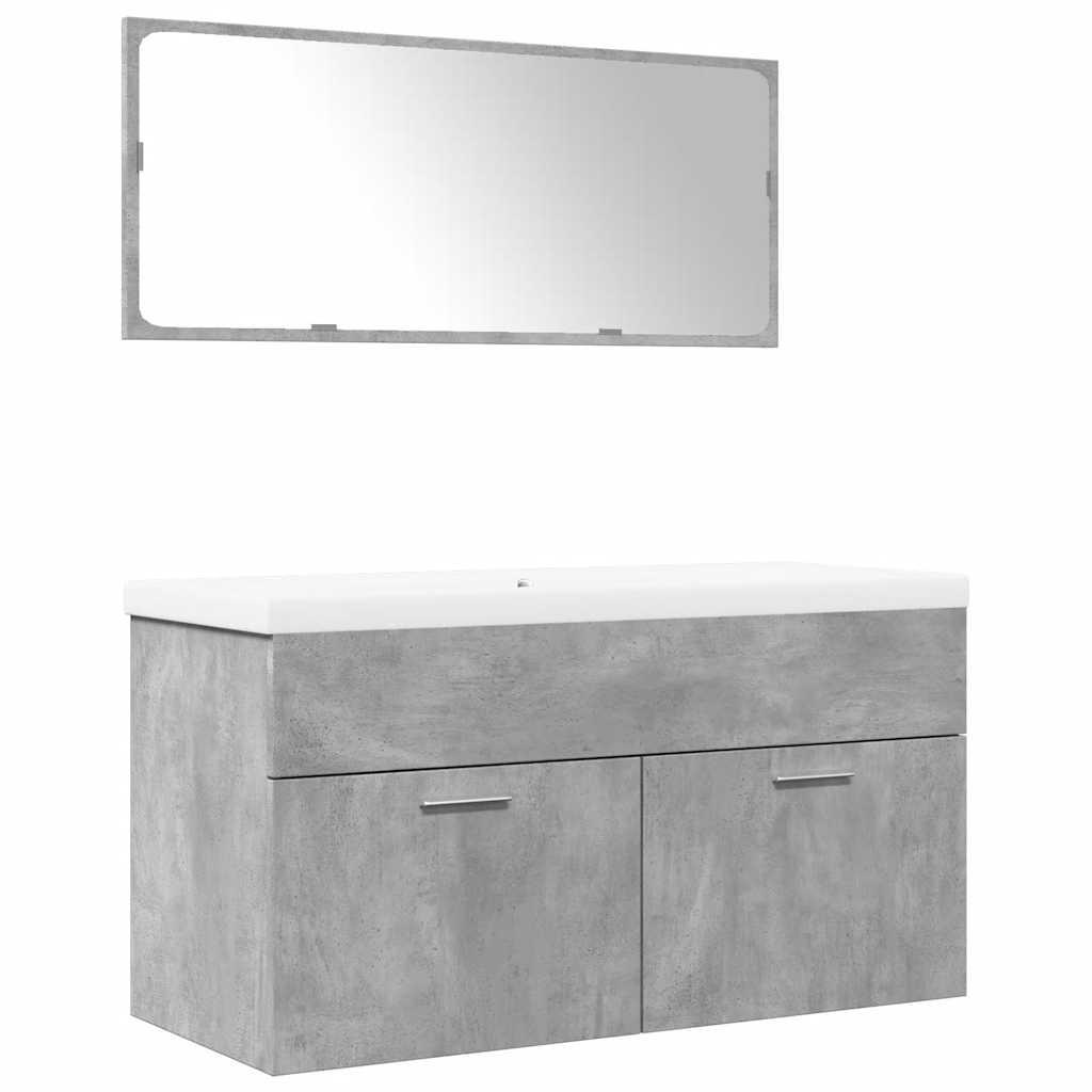 VXL8721158661111 a en hd 1 Set mobilier de baie, 3 piese, gri beton, lemn compozit Set mobilier de baie, 3 piese, gri beton, lemn compozit - imagine 2