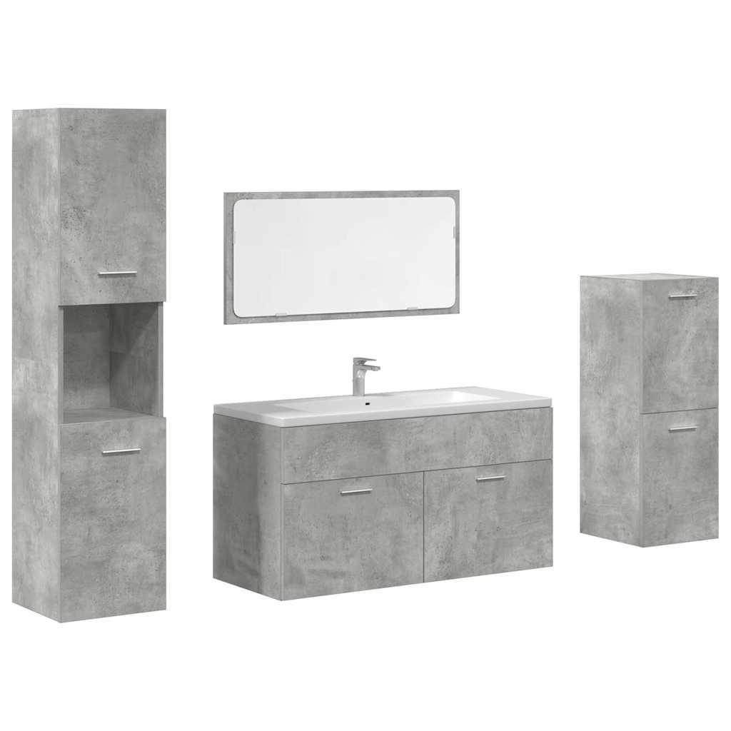 VXL8721158661142 a en hd 1 Set mobilier de baie, 4 piese, gri beton, lemn compozit Set mobilier de baie, 4 piese, gri beton, lemn compozit - imagine 2
