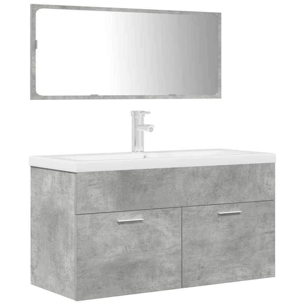 VXL8721158661425 a en hd 1 Set mobilier de baie, 3 piese, gri beton, lemn compozit Set mobilier de baie, 3 piese, gri beton, lemn compozit - imagine 2