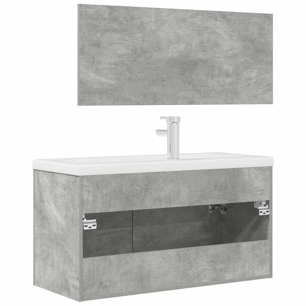 VXL8721158661425 g en hd 6 Set mobilier de baie, 3 piese, gri beton, lemn compozit Set mobilier de baie, 3 piese, gri beton, lemn compozit - imagine 8