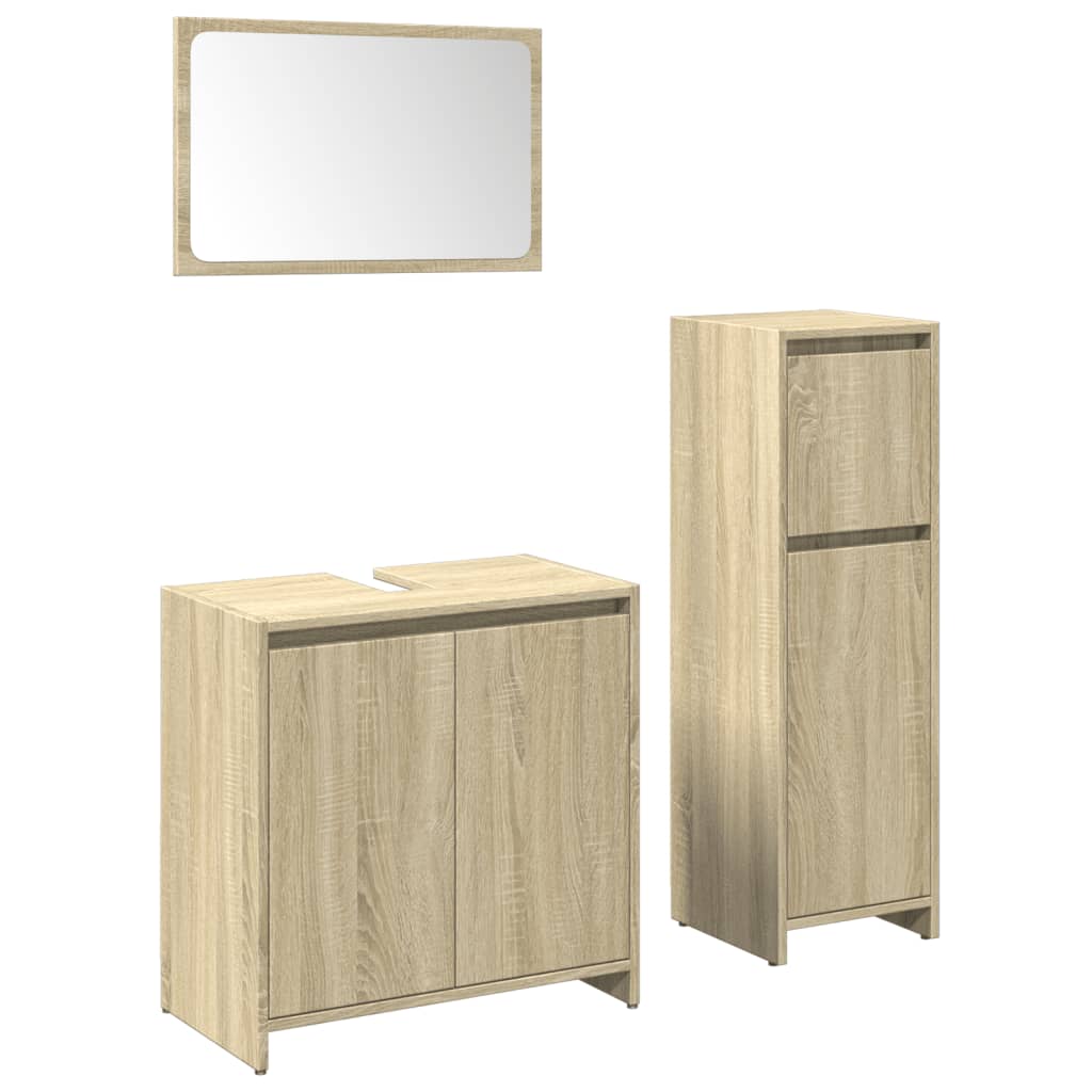 VXL8721158662033 a en hd 1 Set mobilier de baie, 3 piese, stejar sonoma, lemn prelucrat Set mobilier de baie, 3 piese, stejar sonoma, lemn prelucrat - imagine 2