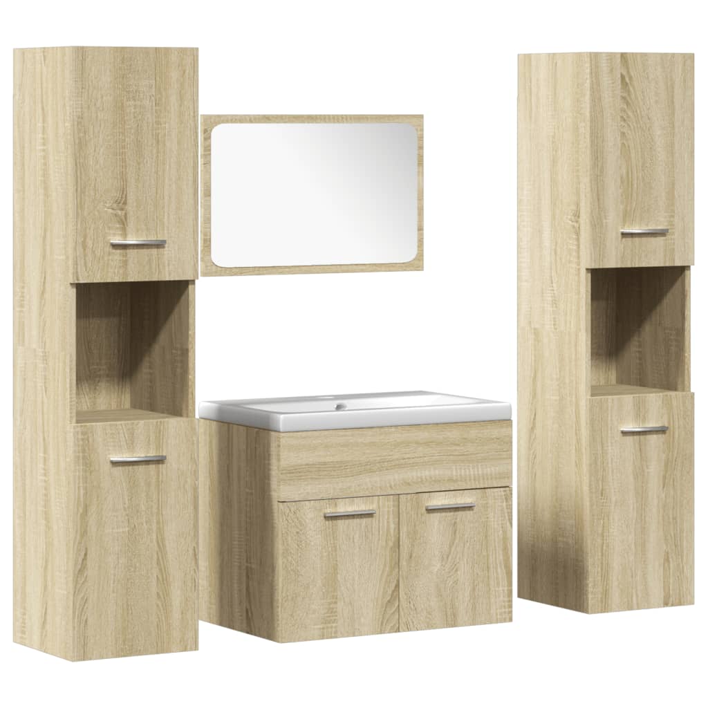 VXL8721158662361 a en hd 1 Set mobilier de baie, 5 piese, stejar sonoma, lemn prelucrat Set mobilier de baie, 5 piese, stejar sonoma, lemn prelucrat - imagine 2