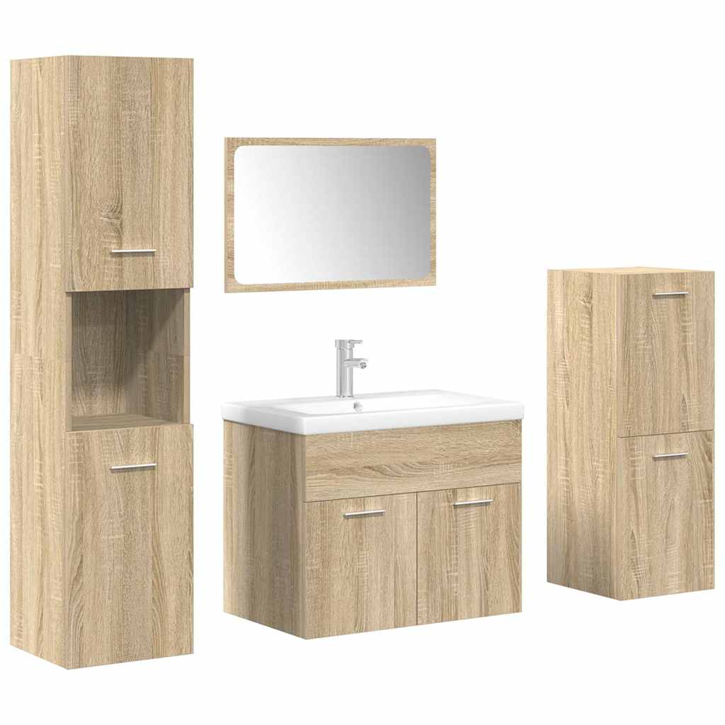 VXL8721158662460 a en hd 1 Set mobilier de baie, 5 piese, stejar sonoma, lemn prelucrat Set mobilier de baie, 5 piese, stejar sonoma, lemn prelucrat - imagine 2