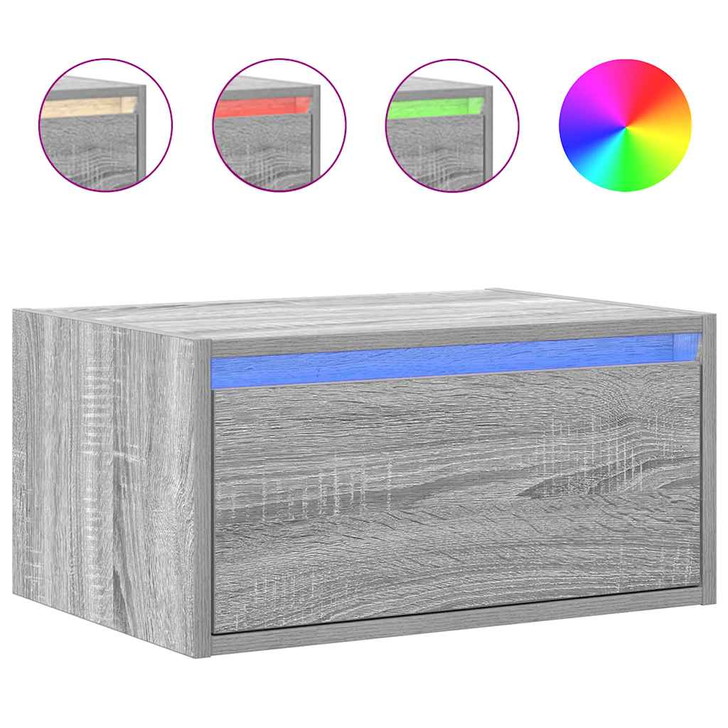 VXL8721158663344 a en hd 1 Noptieră montată pe perete cu lumini LED, sonoma gri Noptieră montată pe perete cu lumini LED, sonoma gri - imagine 2