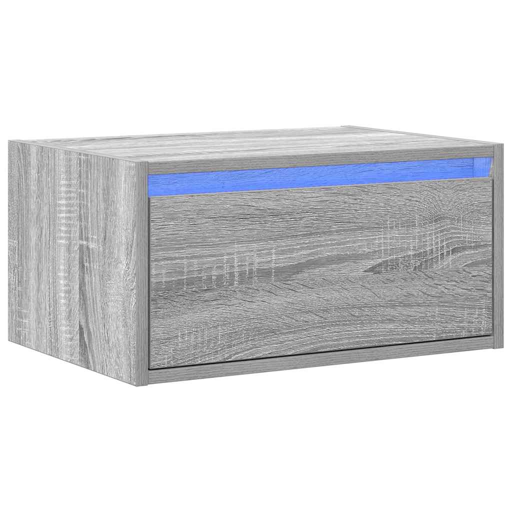 VXL8721158663344 g en hd 1 Noptieră montată pe perete cu lumini LED, sonoma gri Noptieră montată pe perete cu lumini LED, sonoma gri - imagine 3