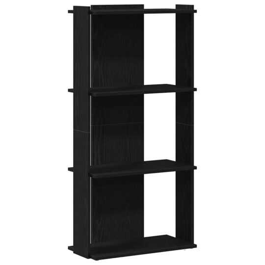 Alternative view of Bibliotecă cu 3 niveluri, negru, 60x30x120 cm, lemn prelucrat
