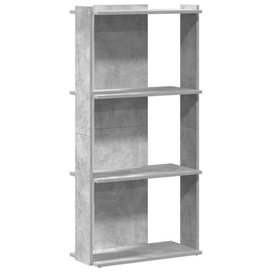 Alternative view of Bibliotecă cu 3 niveluri, gri beton, 60x30x120cm lemn prelucrat