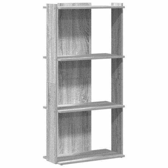 Alternative view of Bibliotecă cu 3 niveluri gri sonoma 60x30x120 cm lemn prelucrat