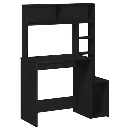 Alternative view of Birou cu rafturi, negru, 100x45x140 cm, lemn compozit
