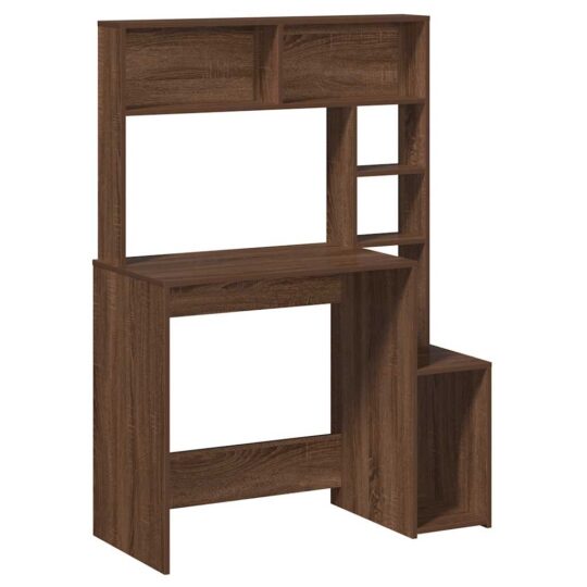 Alternative view of Birou cu rafturi, stejar maro, 100x45x140 cm, lemn compozit