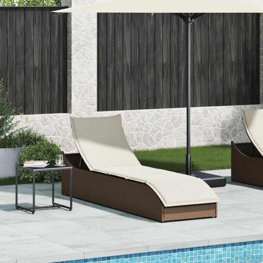 Alternative view of Sezlong pliabil cu pernă și depozitare din polirattan maro