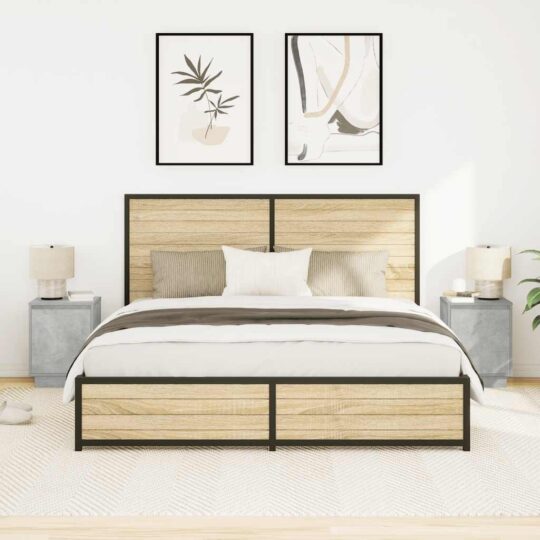 VXL8721158701916 g en hd 2 Noptiere cu lumini LED 2 buc Beton Gri 38x34x50 cm VXL8721158701916 g en hd 2