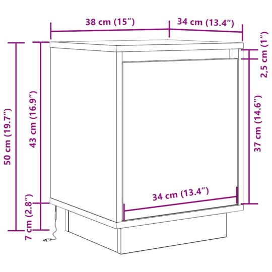 VXL8721158701923 g en hd 10 Noptiera cu lumini LED Stejar afumat 38x34x50 cm VXL8721158701923 g en hd 10