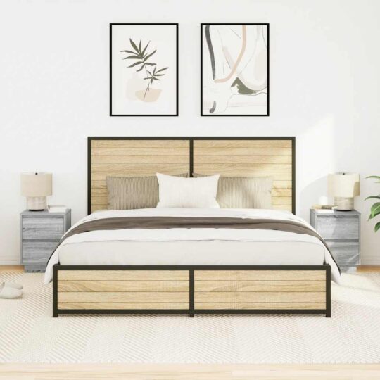 VXL8721158702135 g en hd 3 Noptiere cu lumini LED 2 buc Gri Sonoma 38x34x50 cm VXL8721158702135 g en hd 3