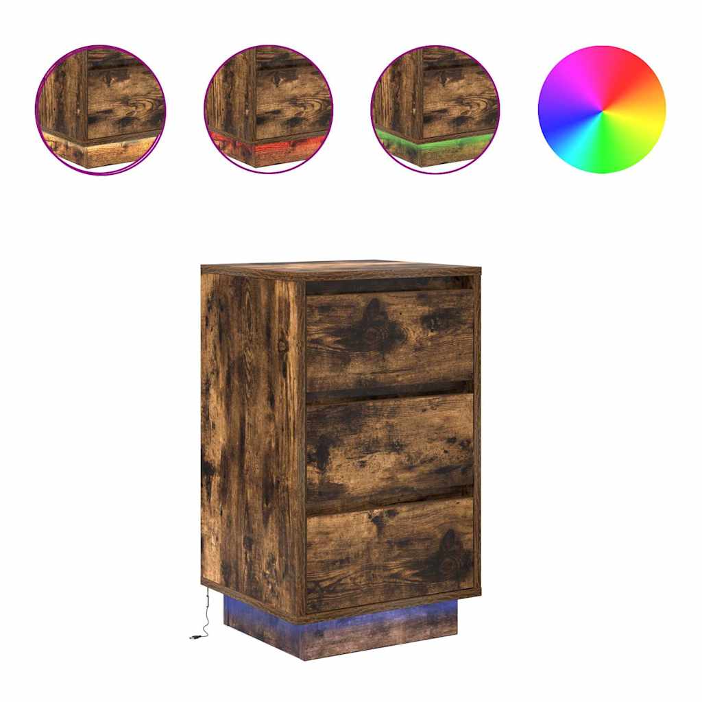 VXL8721158702241 a en hd 1 Noptiera cu lumini LED Stejar afumat 38x34x65 cm Noptiera cu lumini LED Stejar afumat 38x34x65 cm - imagine 2