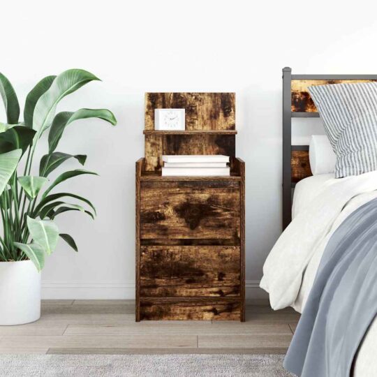 VXL8721158702821 g en hd 1 Noptiera cu 2 sertare stejar afumat 38x34x80 cm VXL8721158702821 g en hd 1