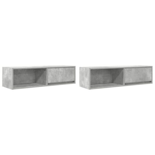 Alternative view of Dulapuri TV 2 buc Beton Gri 100x31x25,5 cm Lemn prelucrat