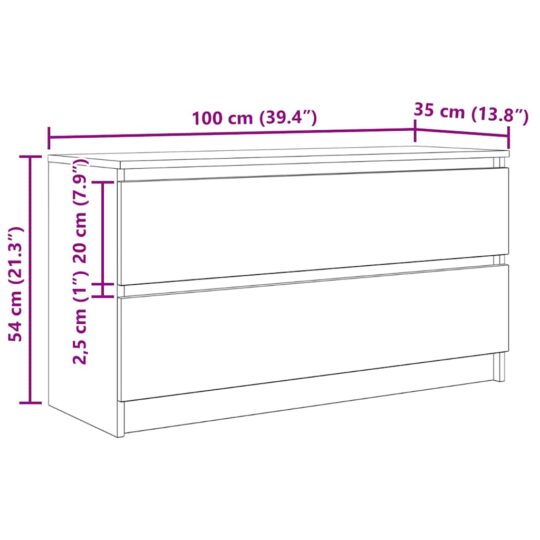 VXL8721158707321 g en hd 10 Comodă TV, stejar artizanal, 100x35x54 cm, lemn prelucrat VXL8721158707321 g en hd 10